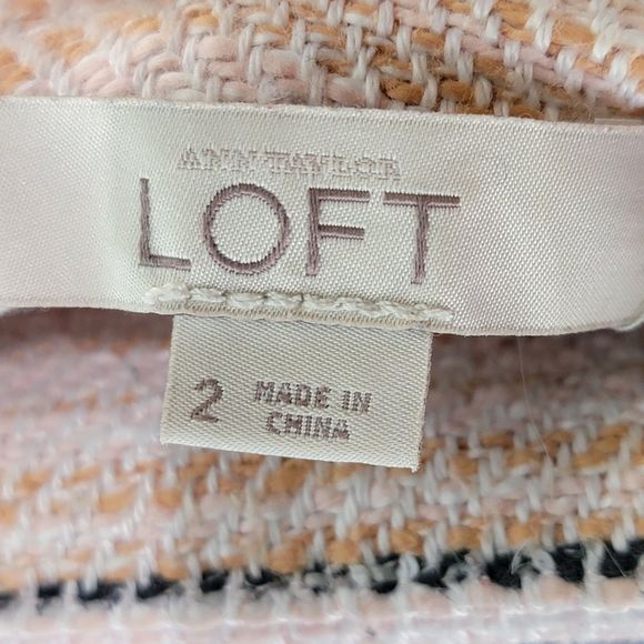 Ann Taylor Loft Pink Striped Lined Tweed Skirt Frayed Hem Zipper Women 2 - Picture 4 of 8